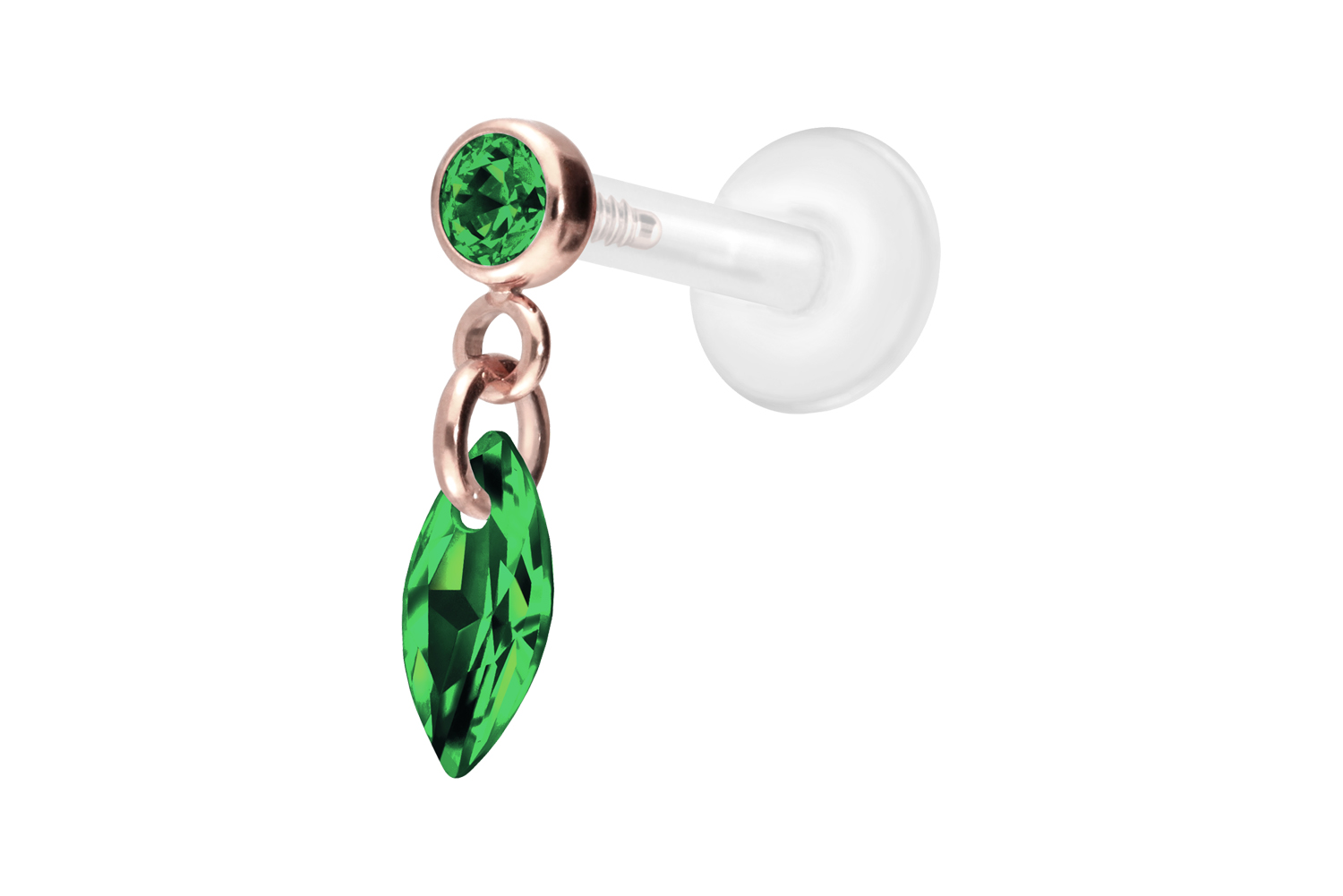 PTFE Labret Piercing mit Innengewinde + Titan-Aufsatz KRISTALLOVAL